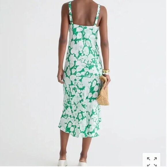 J Crew Gwyneth V-Neck Size 10 NEW Cupro-blend Slip Dress in Kelly Floral Silky - Picture 9 of 14